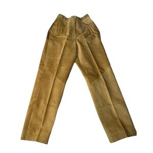 Danier Womens 6 Brown Genuine Leather Pants Straight Leg Canada Lined Vintage